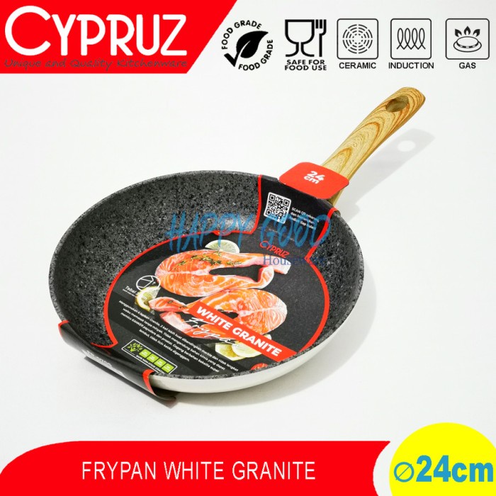 CYPRUZ 24cm WHITE MARBLE GRANITE Fypan | Teflon Induksi Anti Lengket