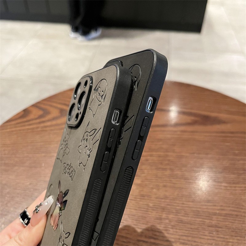 NEW !! Case Iphone Pikachu Laser Black gray ( for Iphone 7 8 Plus X XR XS MAX 11 12 13 14 pro max READY !!! )Laser fashion brand skin series Iphone mobile phone case