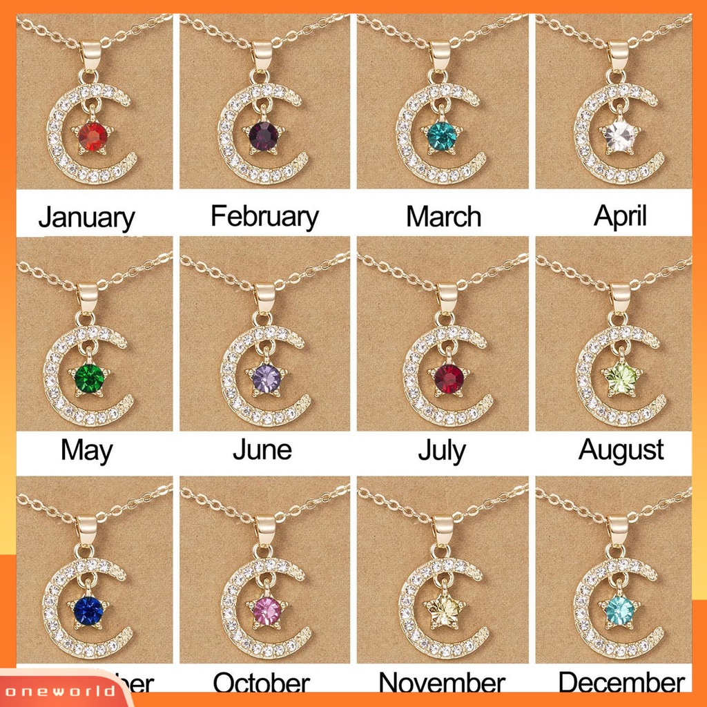 [ONE] Kalung Wanita Bentuk Bintang Bulan Berlian Imitasi Mengkilap Lady Necklace Untuk Hadiah