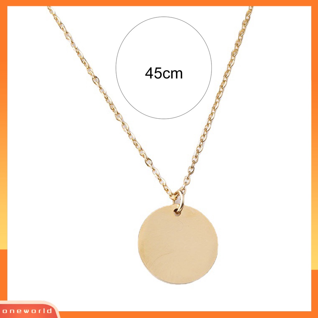 [ONE] Unisex Kalung Bulat Liontin Permukaan Halus Pria Wanita DIY Kilau Cerah Liontin Kalung Perhiasan Hadiah