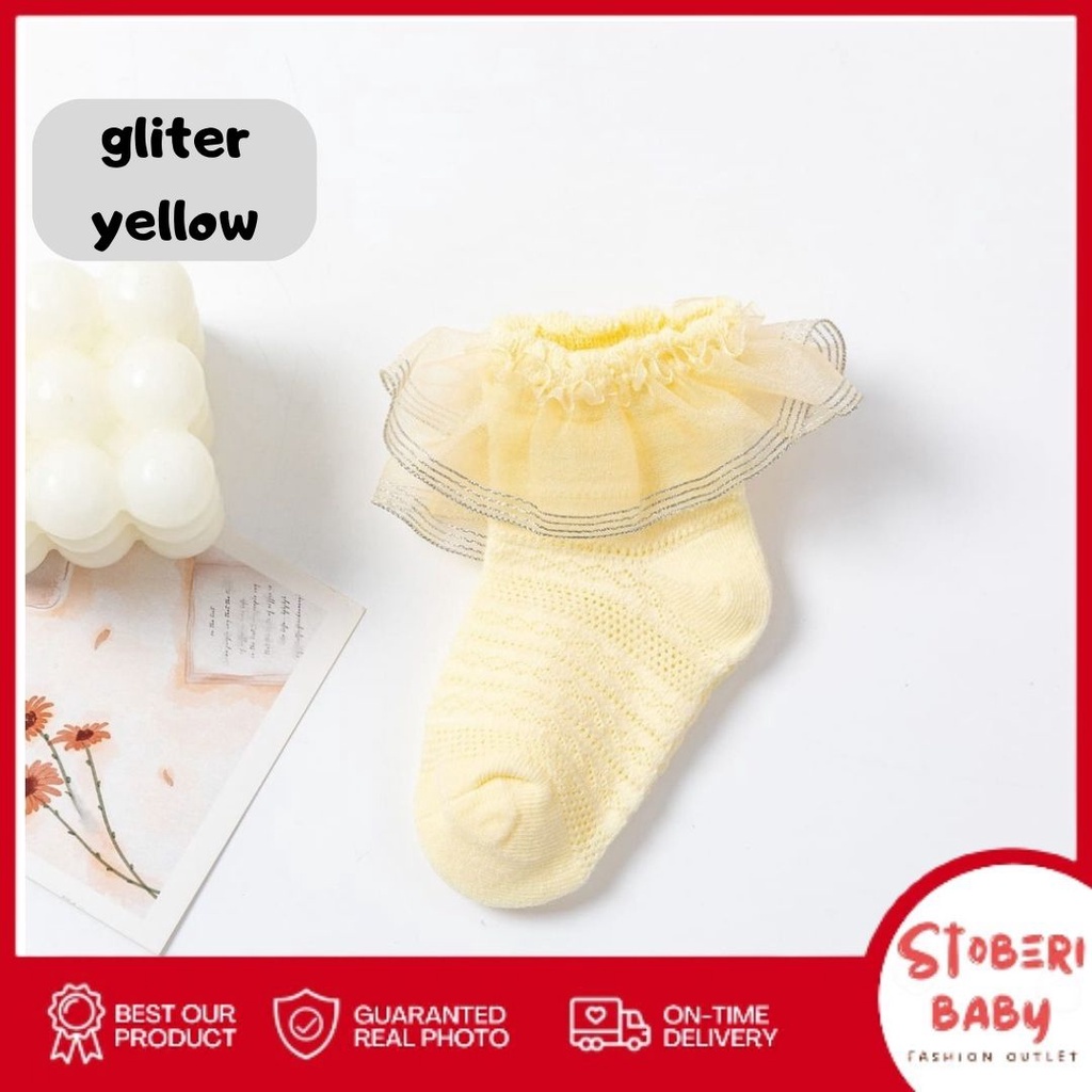 PUNCAK 3.3 stoberi baby - BEAUTY ANNIE Kaos Kaki renda Bayi Anak Perempuan Import Bahan Berkualitas newborn - 4 tahun