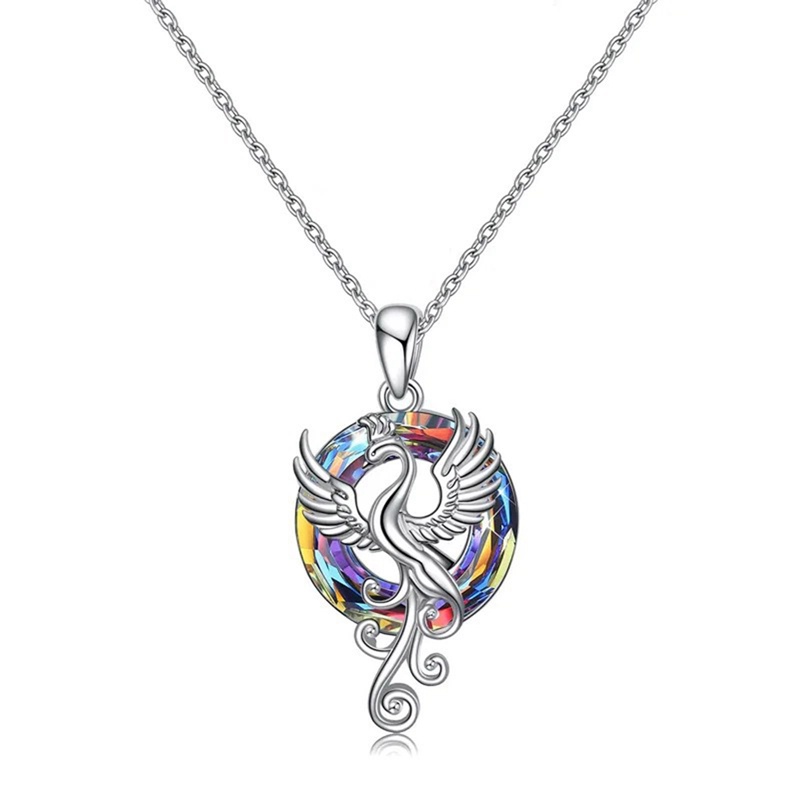 Dainty Phoenix Bird Kalung Untuk Wanita Kristal Halus Mitologi Phoenix Liontin Kalung Perhiasan Pertunangan