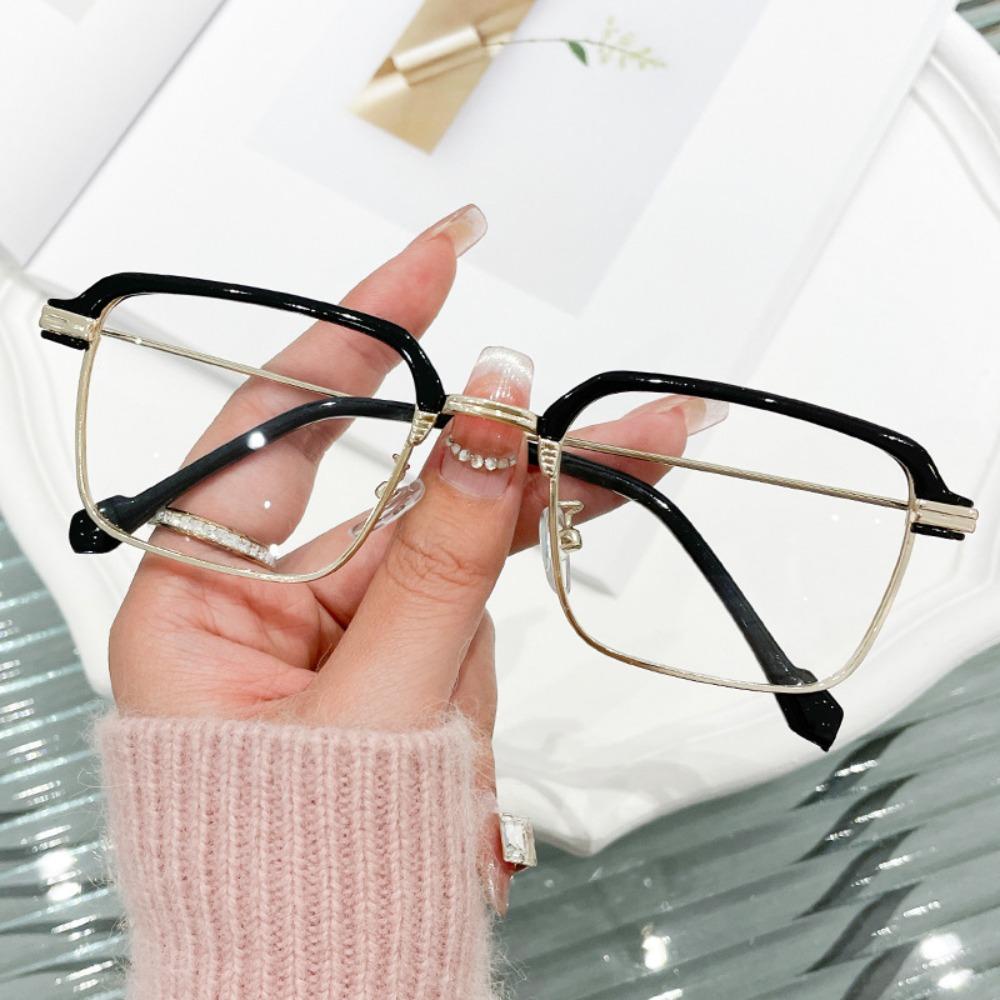 R-flower Wanita Pria Kacamata Baca Fashion Logam Setengah Bingkai Anti Blueray Eyewear