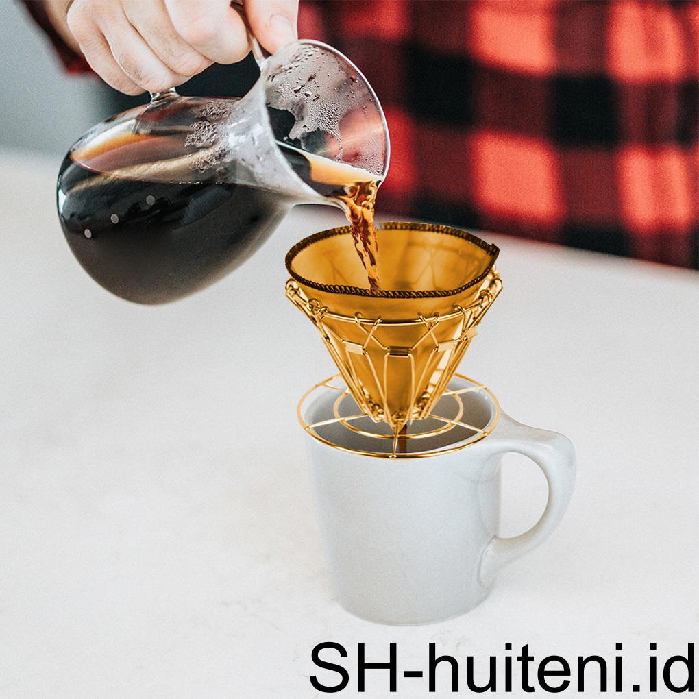 Stainless Steel Pembuat Kopi Dripper Tempat Penyimpanan Lipat Filter Kerucut Berdiri Travel Kantor Rumah Perlengkapan Minuman Hadiah
