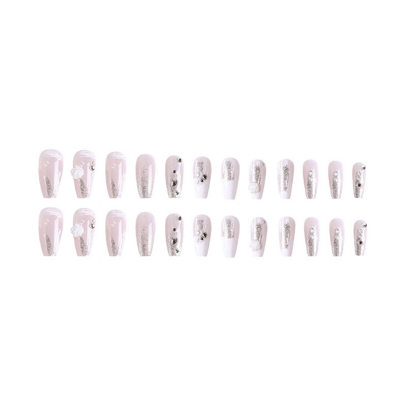 X55 24Pcs DIY Kuku Palsu French Cool Finger Nail Art Stiker Kuku Palsu