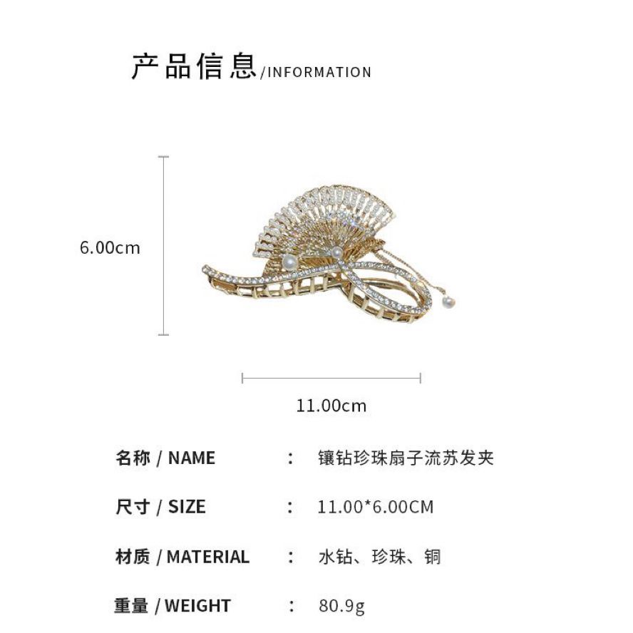 Jepit Rambut Korea Jedai Fashion Rumbai Kipas Mutiara Kristal Wanita Elegan High Quality Impor