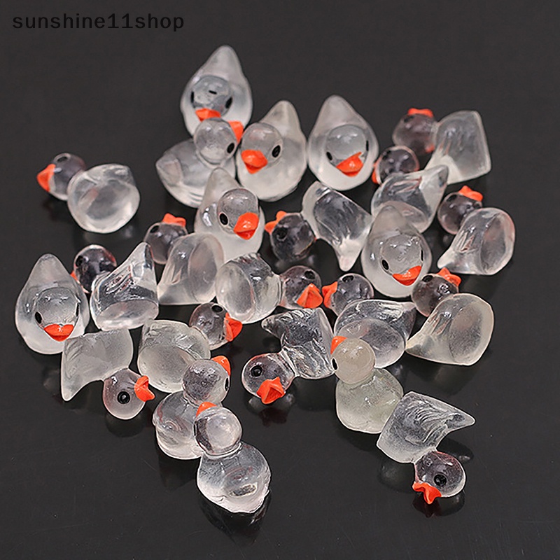 Sho 10pcs Mini Luminous Ducks Resin Tiny Glowing Ducks Miniatur Hewan Angka Menyala Dalam Gelap Lucu Berkebun Bebek Hias N