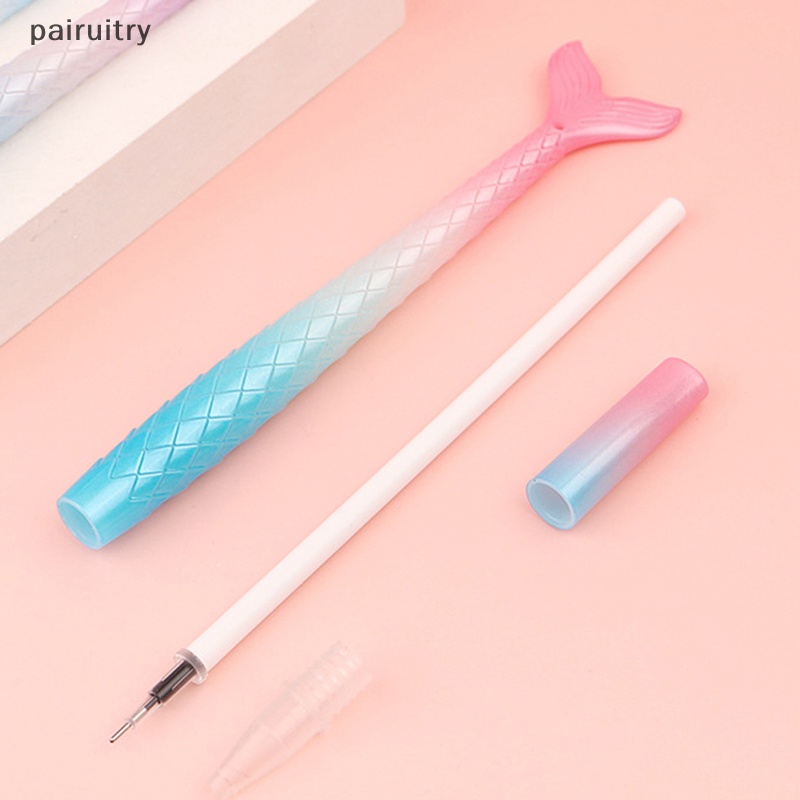 Prt 1PCS Warna Acak 0.38mm Kreatif Lucu Kartun Mermaid Gel Pen Siswa Sig Kreatif Alat Tulis Perlengkapan Sekolah PRT