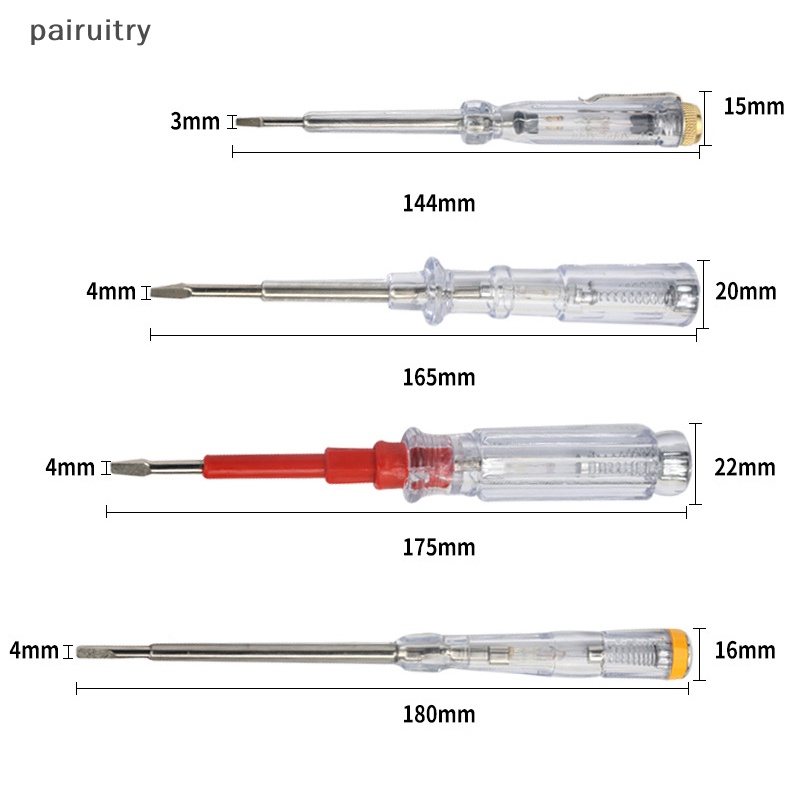 Prt al Electric Tester Pen Screwdriver 80V-500V Alat Indikator Deteksi Rangkaian Rumah Tangga Elektrik PRT