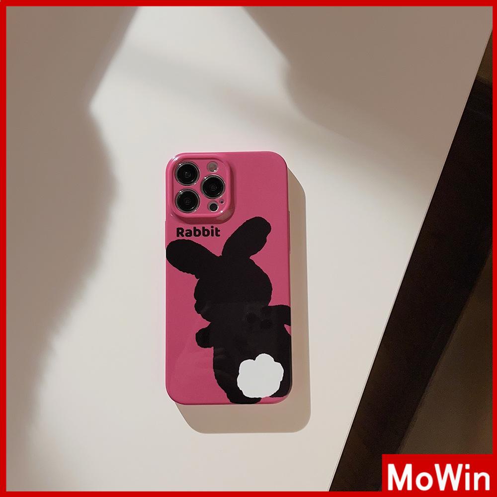 Case iPhone 14 Pro Max iPhone Case Cream Glossy Soft Case TPU Tahan Guncangan Kamera Case Perlindungan Cute Black Bunny Kompatibel dengan iPhone 13 Pro Max 12 Pro Max 11 Xr Xs Max 7 8Plus