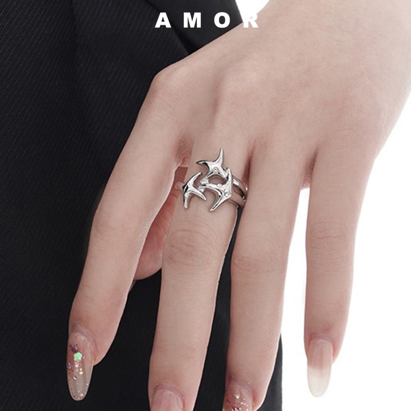 Cincin Terbuka Berlian Bintang Y2K Untuk Wanita Dengan Desain adjustable Dan fashion