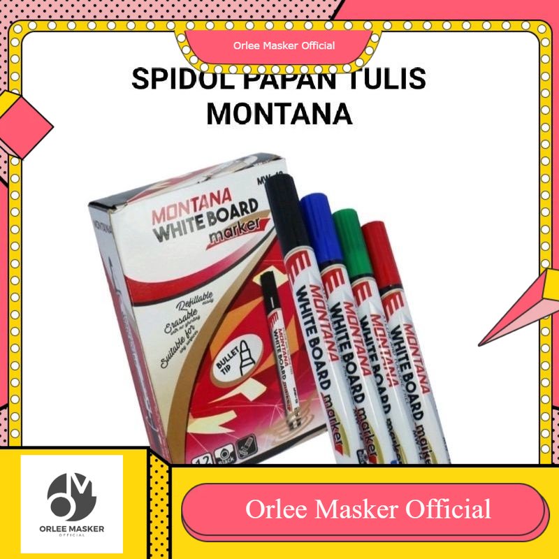 SPIDOL BESAR WHITEBOARD MONTANA HARGA U/ 1 LUSIN (12pcs) ,bisa dihapus  HARGA UNTUK SELES