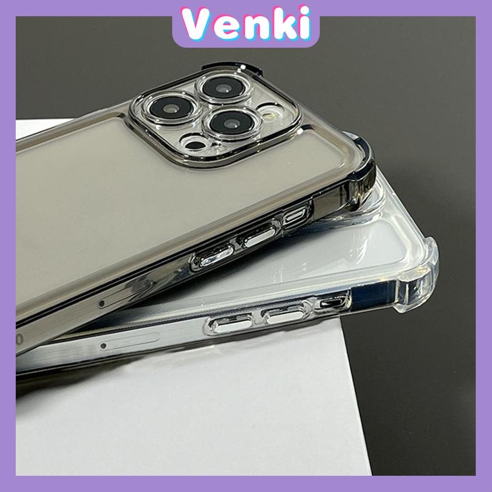 VENKI - Untuk iPhone Case Bening Phone Case Soft TPU Airbag Tahan Guncangan Kamera Case Simple Comfort Ungu Hitam Kompatibel dengan iPhone 14 Pro Max 13 Pro max 12 Pro Max 11 xr xs max 7 8