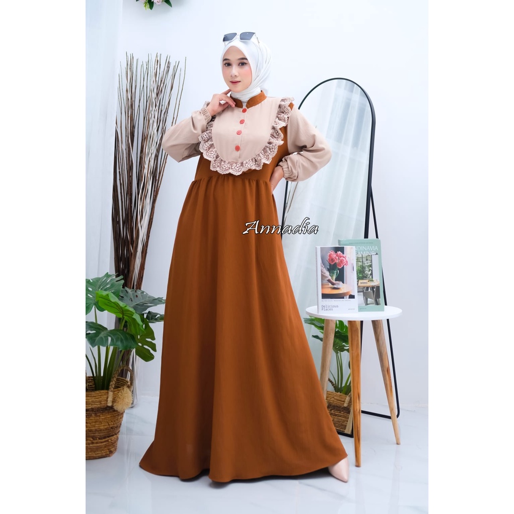 GAMIS CRINKLE RUFFLE DADA RUMI DRESS EXSLUSIVE ANNADIA/COD/GAMIS LEBARAN/GAMIS RUFFLE/GAMIS POLOS WANITA MUSLIMAH TERBARU