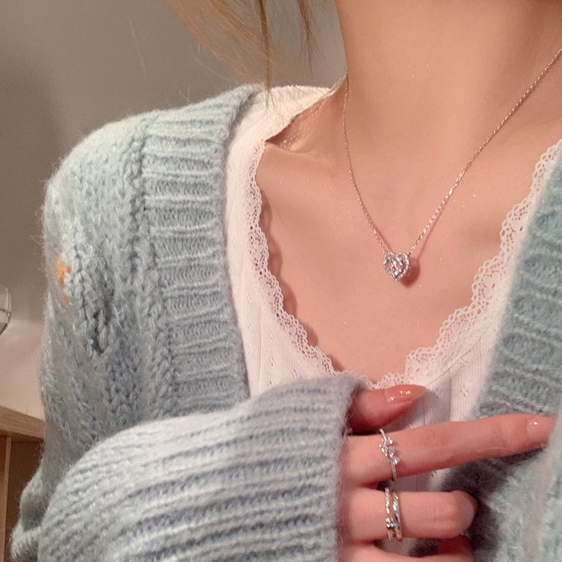 Kalung Hati Bahan Alloy Kristal Fashion Untuk Wanita