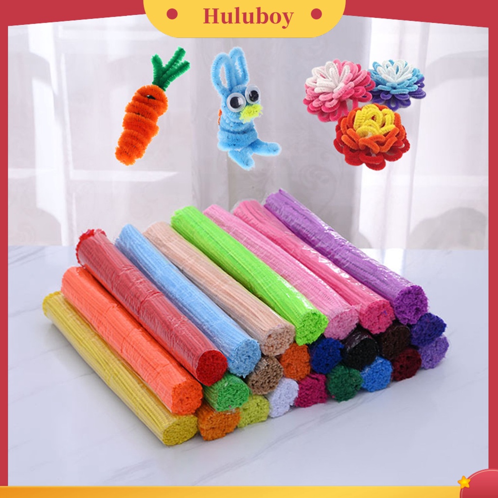{In Stock} 100Pcs Pembersih Pipa Interaksi Orang Tua-Anak Ada Agen Neon Berbulu Lembut Aneka Karya Seni Kreatif Meningkatkan Kemampuan Tangan