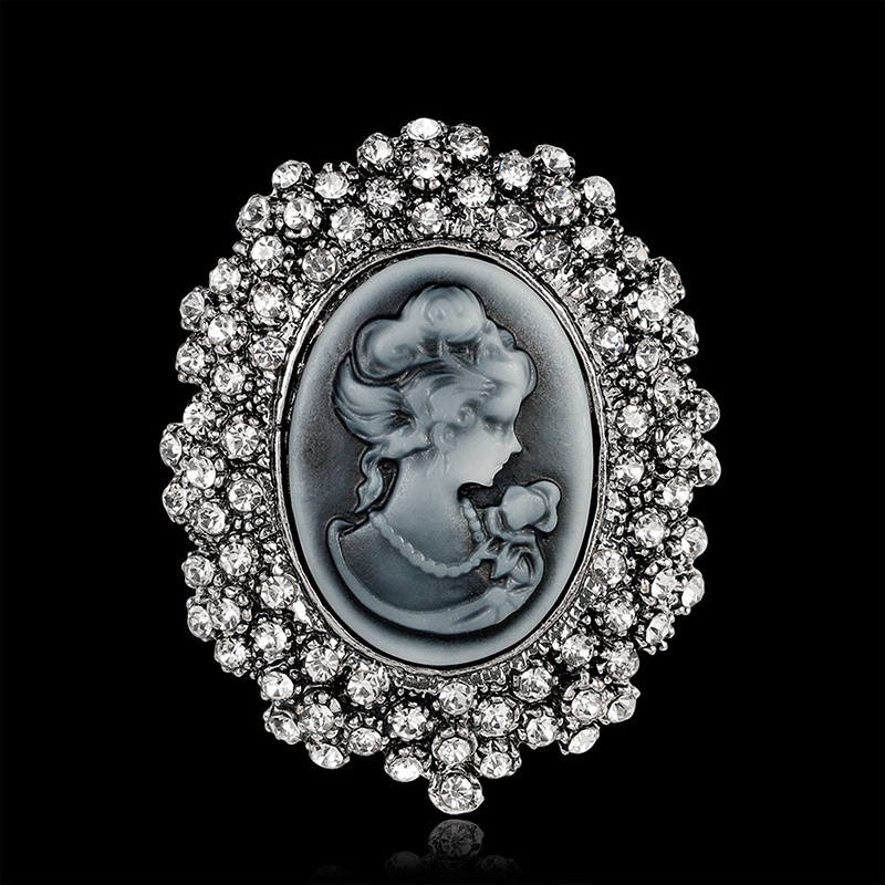 {rippleflower4.id} 1pc Vintage Cameo Victorian Gaya Kristal Pesta Pernikahan Wanita Liontin Bros Pin~