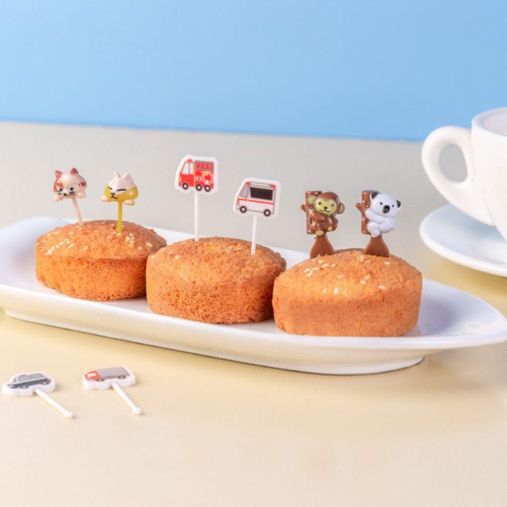 [Elegan] Fruit Stick Cute 6pcs /Set Mobil Dimsum Salad Koala Bear Kopi Teh Garpu