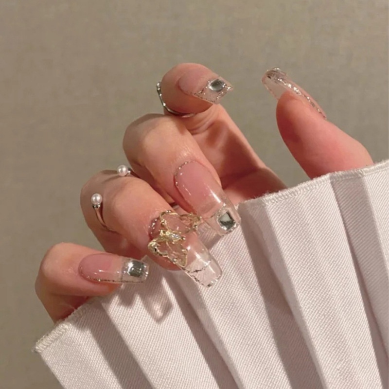 X78 24 Pcs DIY Kuku Palsu French Cool Finger Nail Art Stiker Kuku Palsu