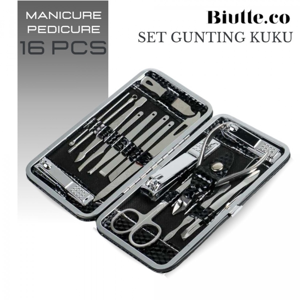 Biutte.co Set Perawatan Gunting Kuku Manicure Pedicure 16 in 1