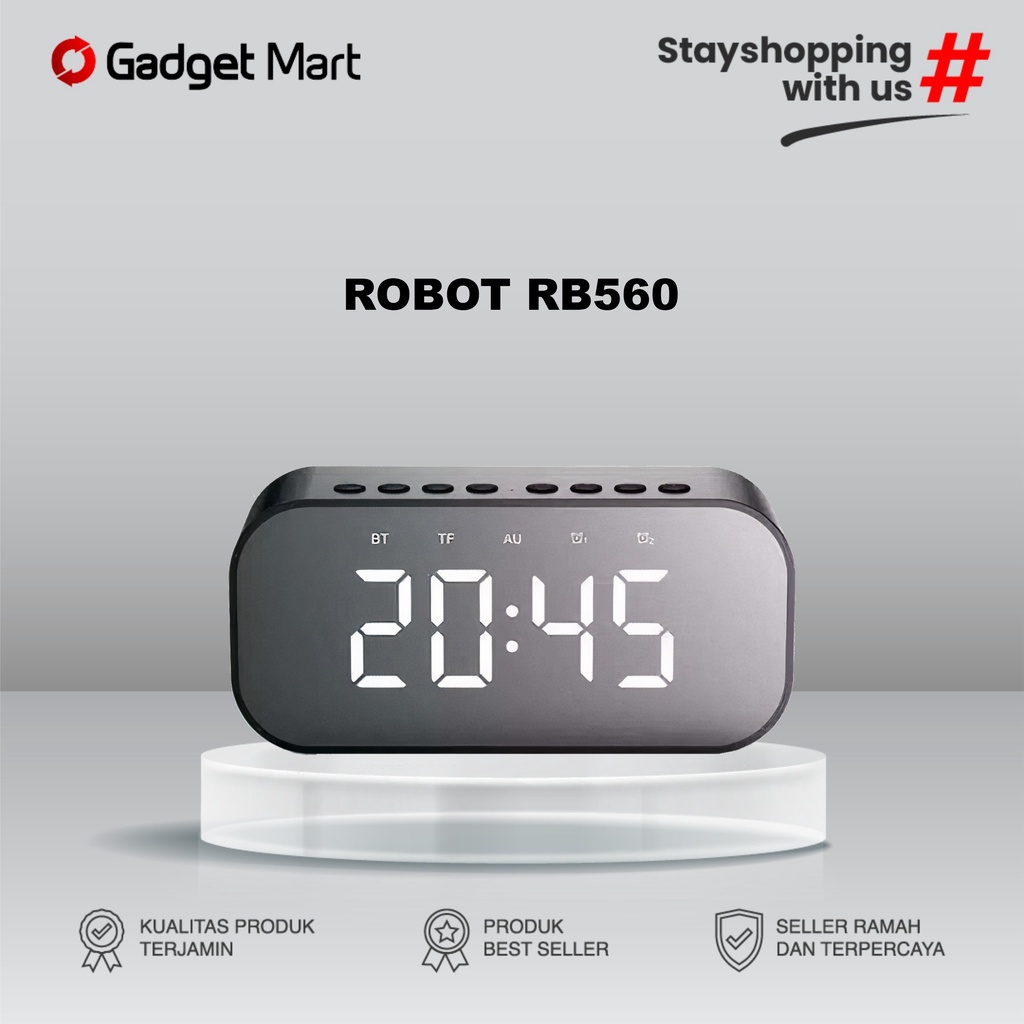 Robot RB560 Speaker Bluetooth 5.0 Alarm Clock LED