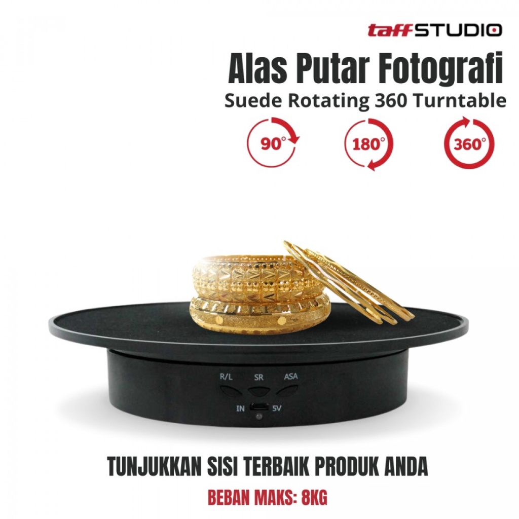 TaffSTUDIO Alas Putar Fotografi Suede Rotating 360 Turntable 20cm