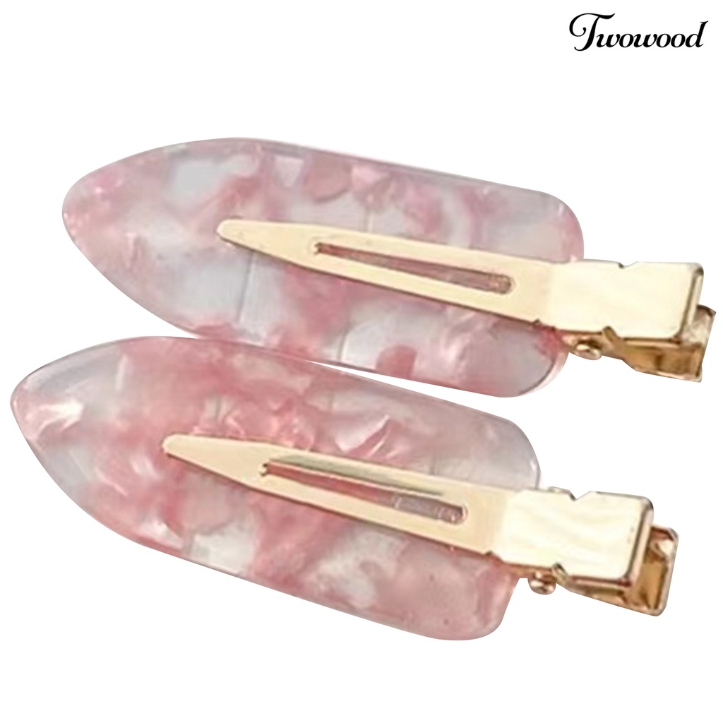 Twowood 2Pcs Gaya Korea Anti-slip Gigi Jepit Rambut Akrilik Flat Seamless Hair Barrette Aksesoris Rambut