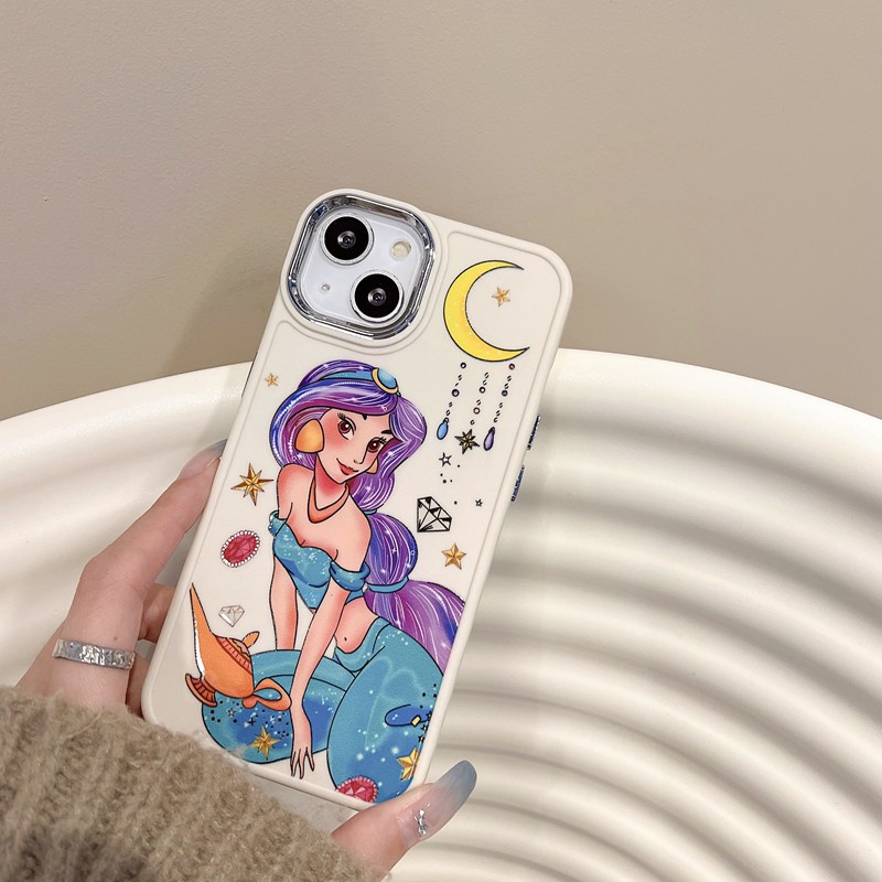 All New Electroplated Camera Skin Silicone Soft Case IPhone 11 12 13 14 Pro Max Fashion Wanita Hadiah Lucu Kartun Telepon Kasus Putri Duyung Princess