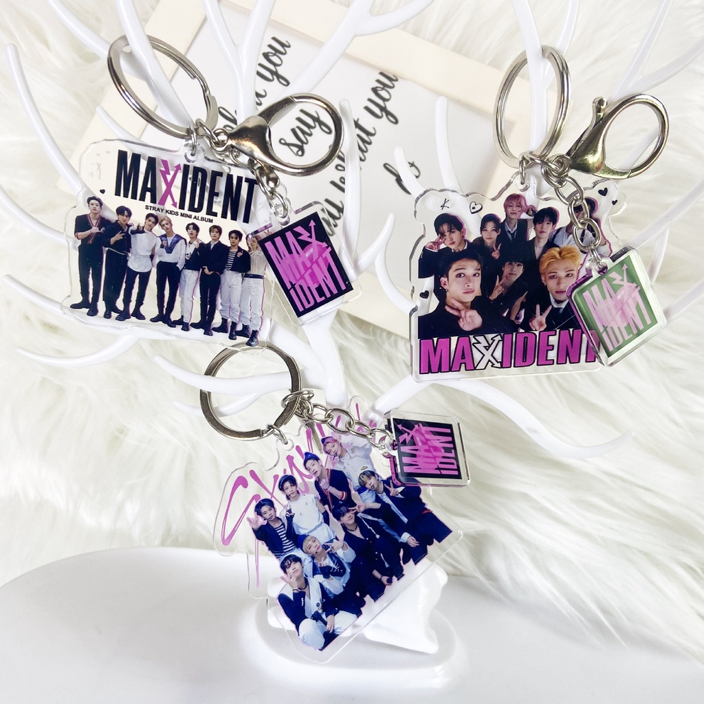 1pc Gantungan Kunci Akrilik STRAY KIDS Tidak Mudah MAXIDENT Straykids Key Ring Gantung Atas