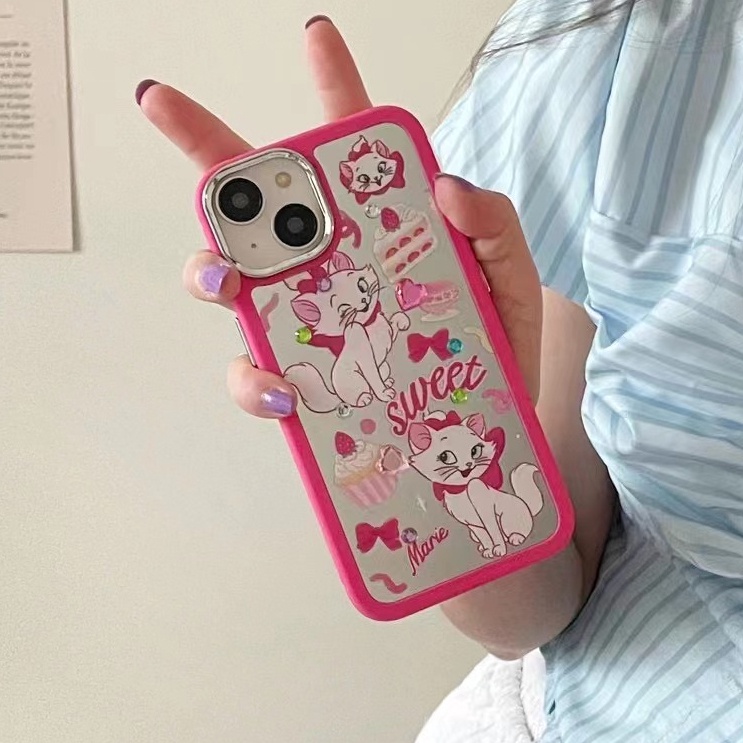 All New Mirror Electroplated Camera Silicone Soft Case IPhone 11 12 13 14 Pro Max Women's Fashion Gift Cute Mary Cat