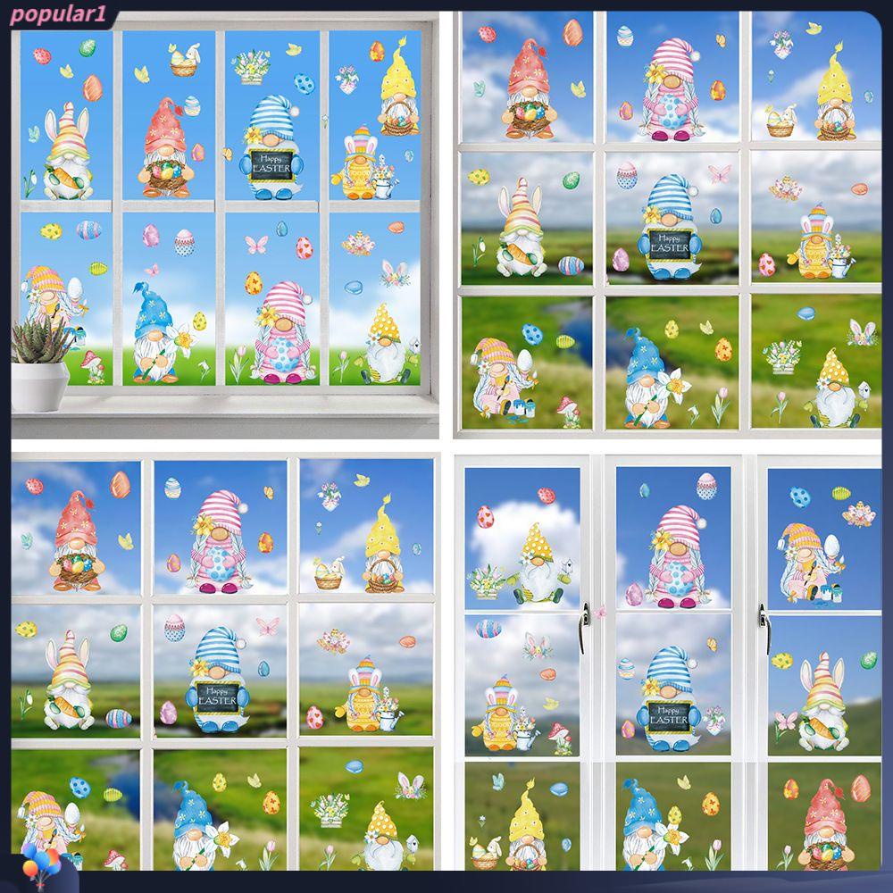 Populer Paskah Jendela Stiker Dekorasi Kamar Perlengkapan Pesta Removable Tahan Air DIY Dua Sisi Printing Stiker Dinding