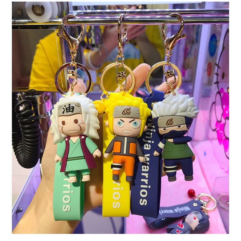 3d Kartun Anime Naruto Silikon Liontin Gantungan Kunci Dengan Tali Pendek Anti Hilang Mobil Rumah Gantungan Kunci Tas Ponsel Case Bluetooth Earphone Cover Charms Liontin Hadiah Untuk Pria Wanita