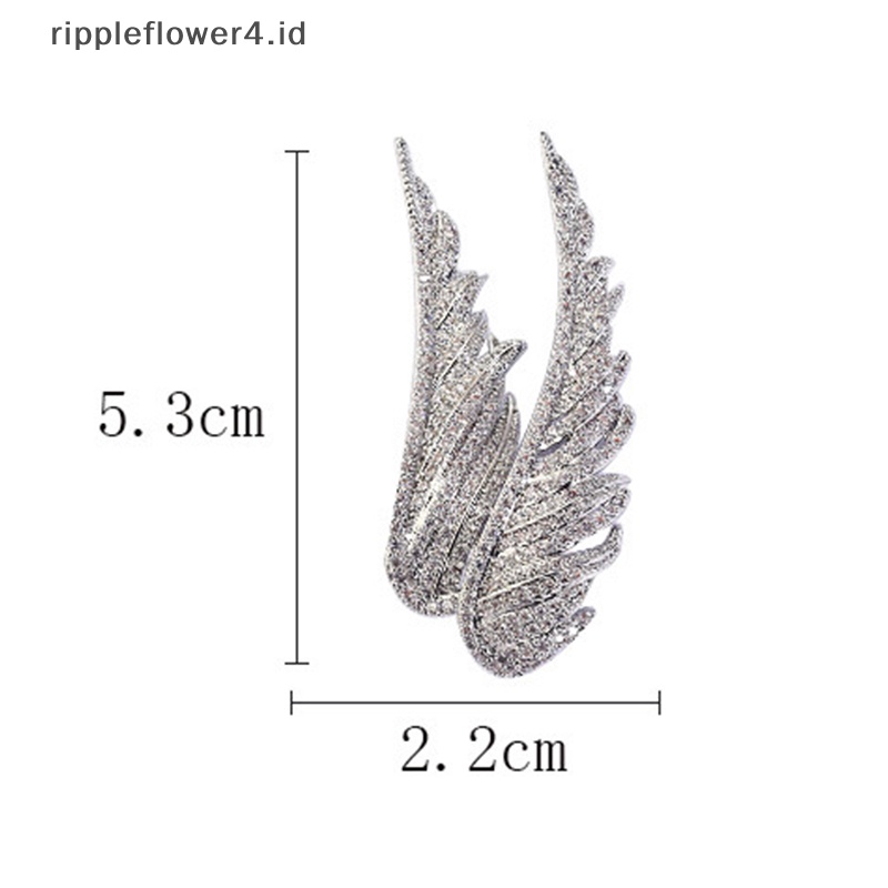 {rippleflower4.id} Elegan Sayap Malaikat Berlian Imitasi Bros Pin Untuk Wanita Glitter Kerah Pin Pakaian Dekorasi Bulu Bros Korsase Enamel Pin Hadiah~