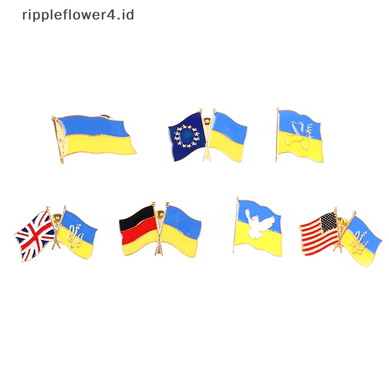 {rippleflower4.id} 1pc Bendera Ukraina Bros Aksesoris Pakaian Pin Logam Lencana Souvenir Badge~