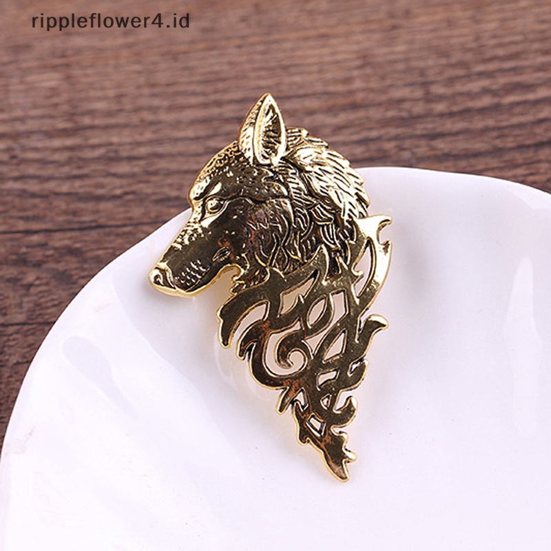 {rippleflower4.id} 1pc Vintage Serigala Kepala Ksatria Bros Perhiasan Unisex Kerah Pin Gesper Koleksi~