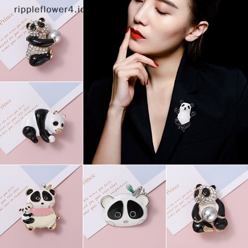 {rippleflower4.id} Bros Hewan Panda Lucu Untuk Wanita Anak-Anak Fashion Kemeja Dress Perhiasan Pin~