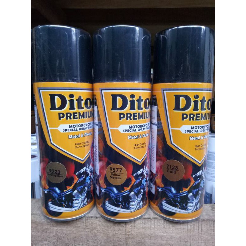 Pilok Pilox Cat Semprot Diton Premium gold emas metalik putih clear pernis doff dop mas 400cc