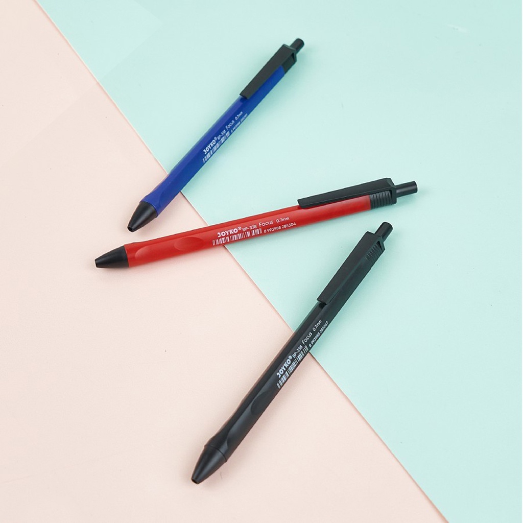 ❤️GTB❤️ BALL PEN PULPEN PENA JOYKO BP-338 FOCUS 0.7 mm BOLPEN MURAH HITAM BLACK WARNA WARNI LUCU GROSIR TIDAK MUDAH KERING ATK KANTOR ASLI BOLPOINT S065