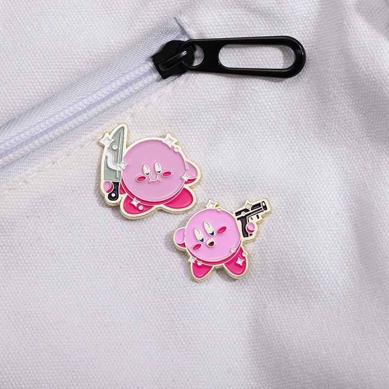 Bintang Kirby Bros Alloy Jepang Lapel Pin Lucu Anime Pasangan Lencana Kartun Tas Aksesoris