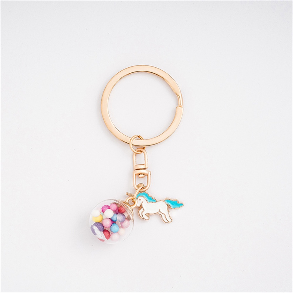 Gantungan Kunci Liontin Bola Warna-Warni Kucing Manis Bunga Kelinci Enamel Keyrings Untuk Wanita Lucu Car Keyholder Handbag Pendant Ornaments