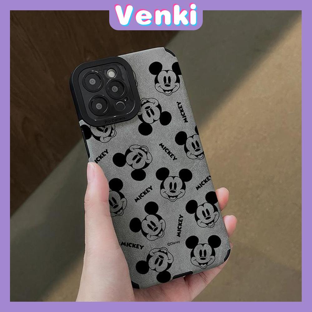 VENKI - Untuk iPhone 11 Case Leather Leather Pupil Eyes Suede Phone Case Soft Shockproof Airbag Case Pelindung Kamera Lucu Kartun Mouse Kompatibel dengan iPhone 14 13 Pro max 12 xr