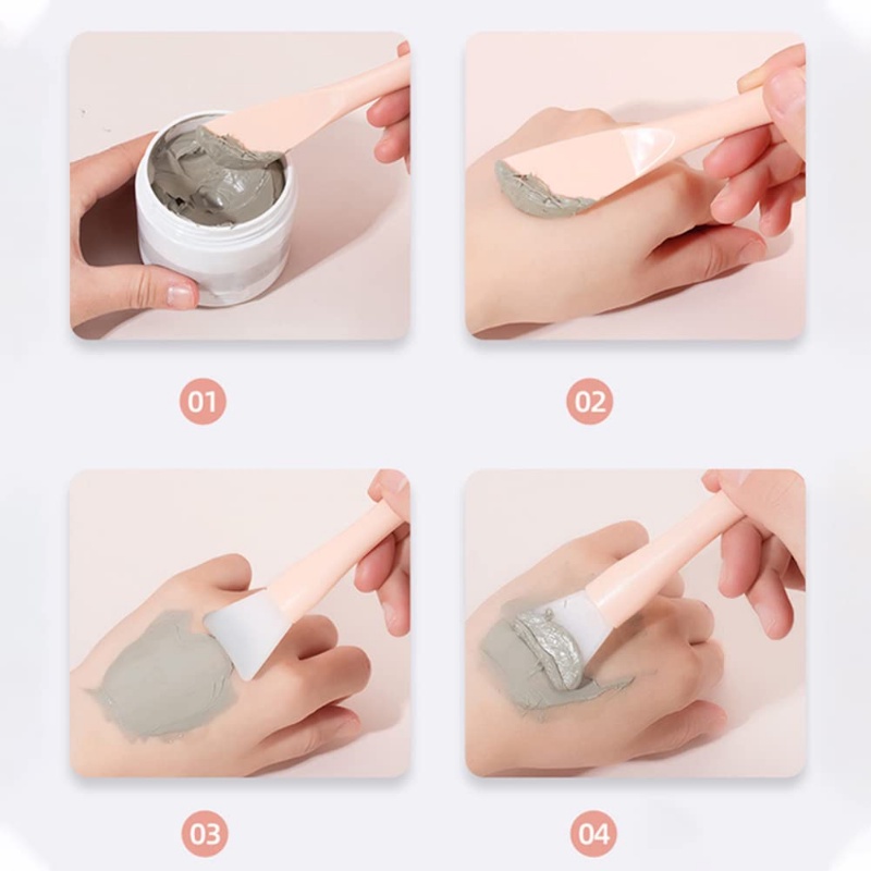 [Unggulan] Profesional Reusable Facial Beauty Skin Care Tools Alat Kecantikan Double-Ended Silicone Mask Brush Lembut Kepala Datar Mud Mask Aplicator Brushes Dual-use Mud Film Brush