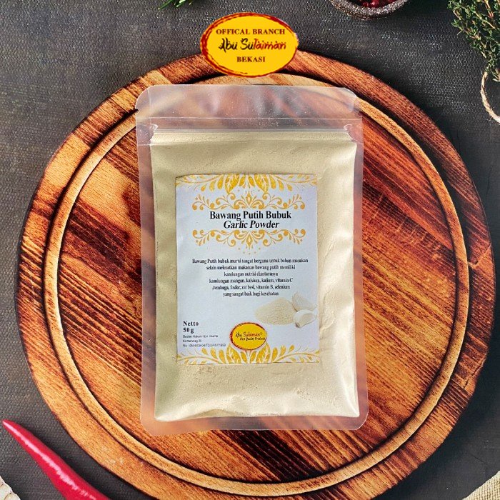 

GARLIC POWDER PACK ABU SULAIMAN / BAWANG PUTIH BUBUK ABU SULAIMAN / PREMIUM GARLIC POWDER 50 gr