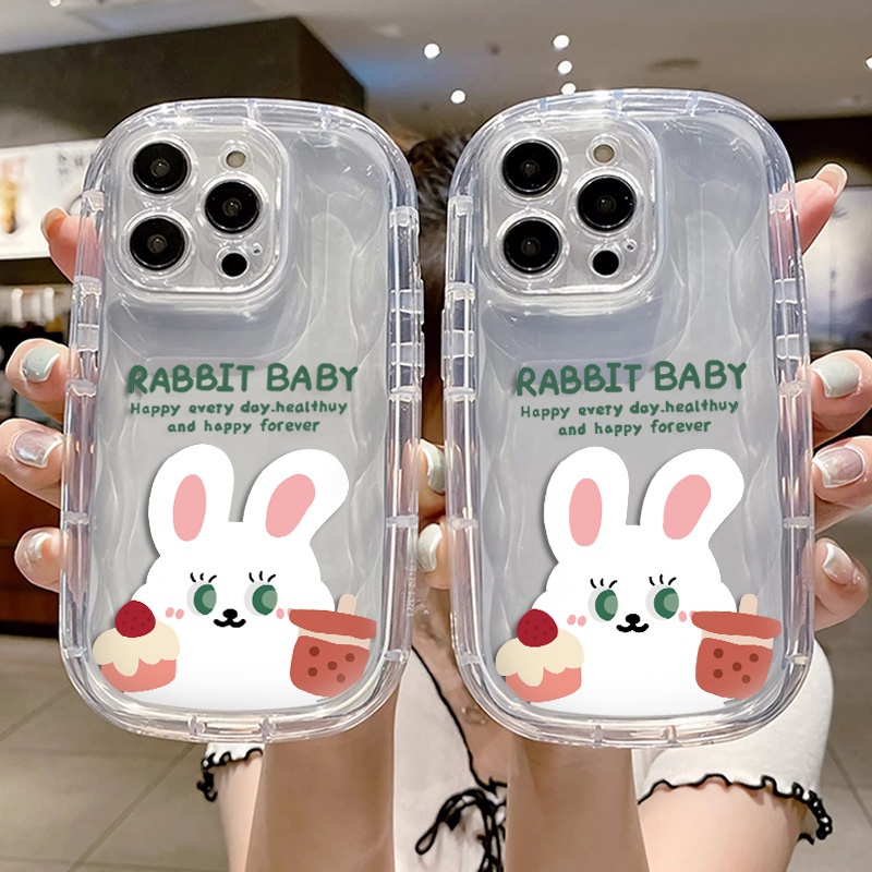 IPHONE Soft Case Kelinci Lucu Kompatibel Untuk Casing Iphone11 14 12 13 Pro XS Max XR X8 +7 Plus TPU Shockproof Transparan Phone Cover Silicone TPU