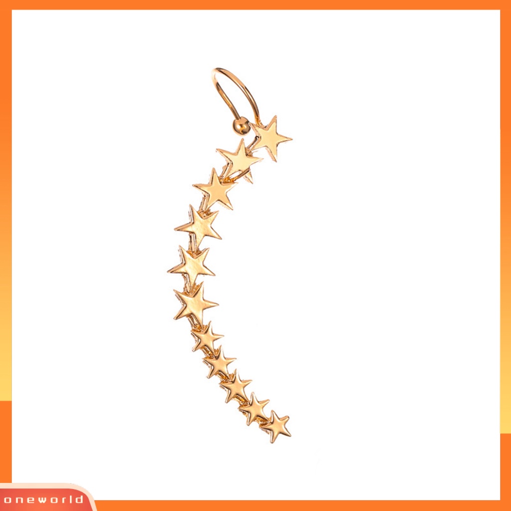 [WOD] 1pc Klip Anting Bintang Berujung Lima Anti-Alergi Wanita Ringan Semua Pertandingan Telinga Manset Perhiasan Aksesoris