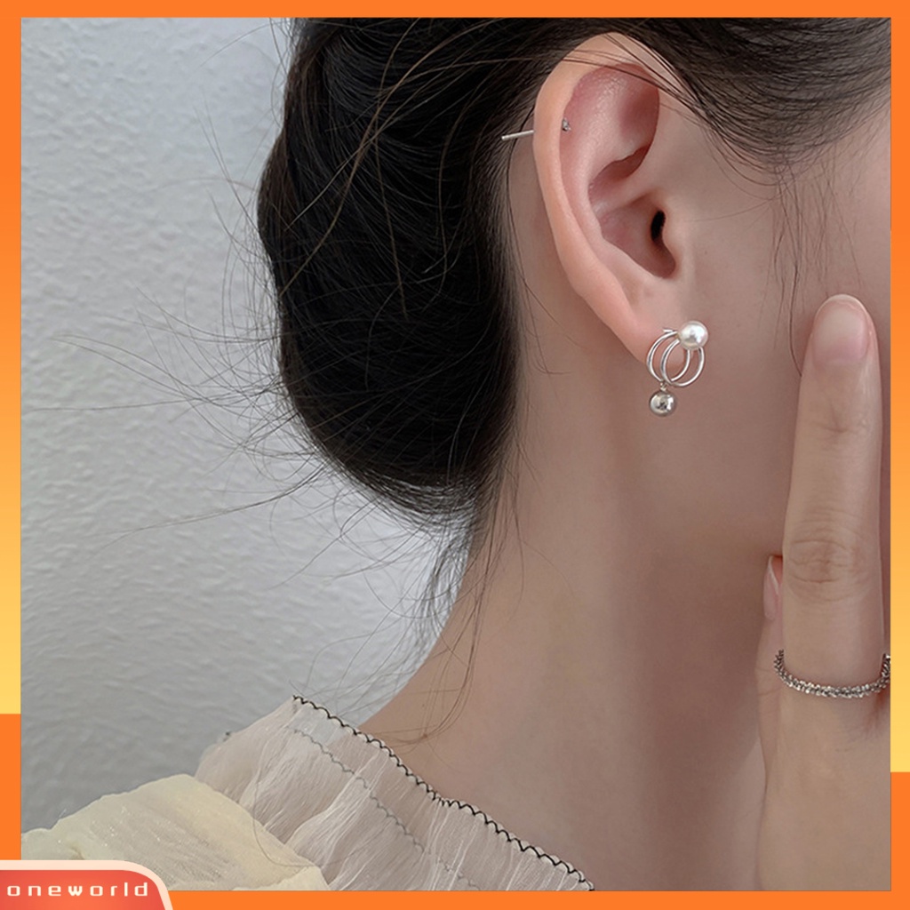 [WOD] 1pasang Anting Indah Elegan Pakaian Sehari-Hari Portabel Wanita Gaya Korea Manis Faux Pearl Ear Studs Untuk Pesta