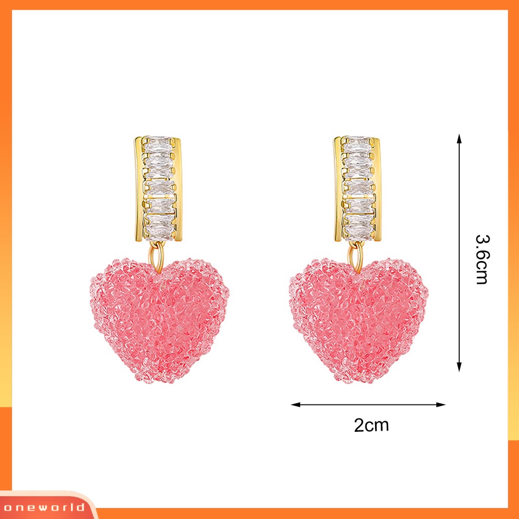 [WOD] 1pasang Anting Menjuntai Temperamen Mengkilap Elegan Geometris Berkilau Dekorasi Cubic Zirconia Wanita Cinta Hati Liontin Drop Earrings Perhiasan Untuk Perjamuan