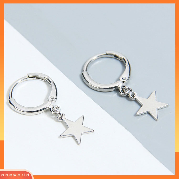 [WOD] Fashion Wanita Sederhana Pentacle Pendant Hoop Huggie Earrings Pesta Perhiasan Hadiah