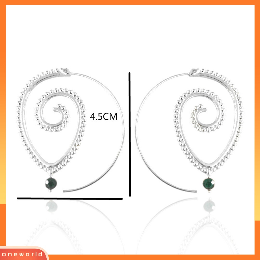 [WOD] Wanita Berlian Imitasi Tetesan Air Spiral Menjuntai Gear Hook Anting Pernyataan Perhiasan
