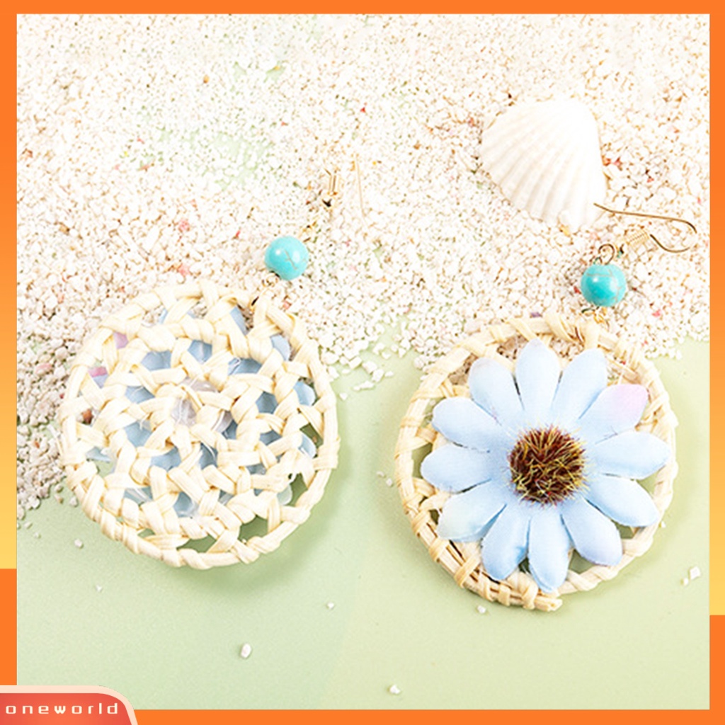 [WOD] 1pasang Drop Earrings Lingkaran Bunga Wanita Gaya Liburan Anting Geometris Perhiasan Hadiah